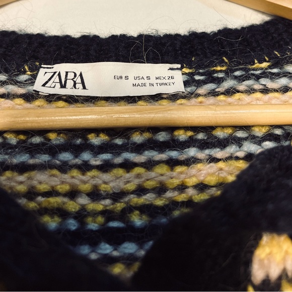 ZARA Multicolored Round Neck Knit Cardigan Size S - Picture 3 of 5